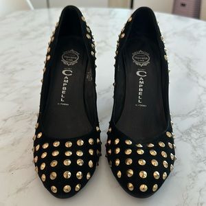 Jeffrey Campbell Black Suede Studded Mid Heels - Size 7.5
